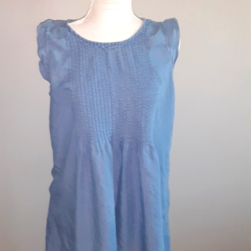 Old Navy Chambray Pinch Pleated Flutter Sleeve Dress Large